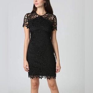 Bebe Short sleeve Floral Crotchet  Black Dress sz 8
